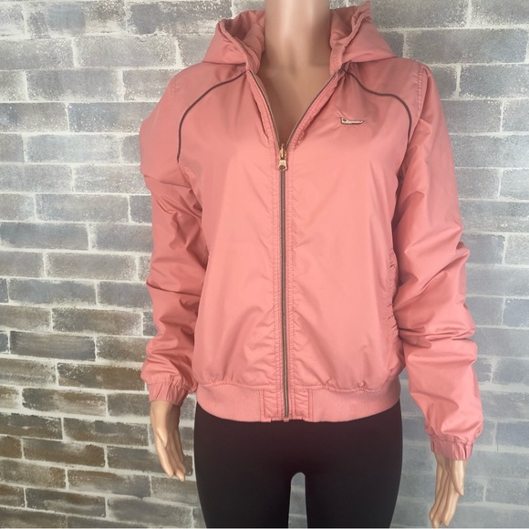 Women’s Peach / Pink Colored Hooded Zip Up Bench Jacket 4 Pockets Size 12 - Picture 2 of 16